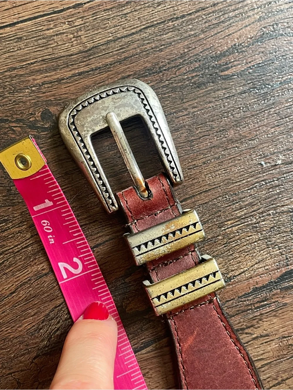Greg Norman READ Men 42 Italian Leather Conchos Belt Shark SilverTone Hardware